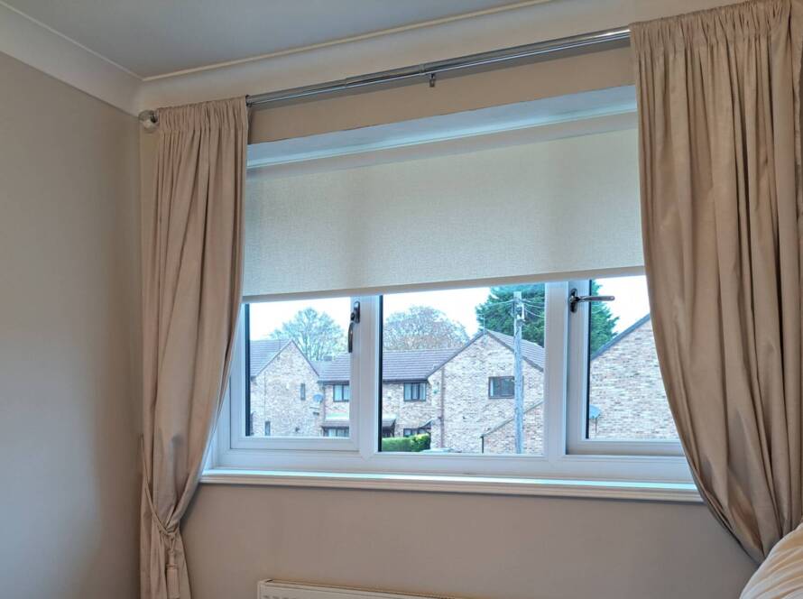 Fitted roller blinds in a bedroom in Knottingley